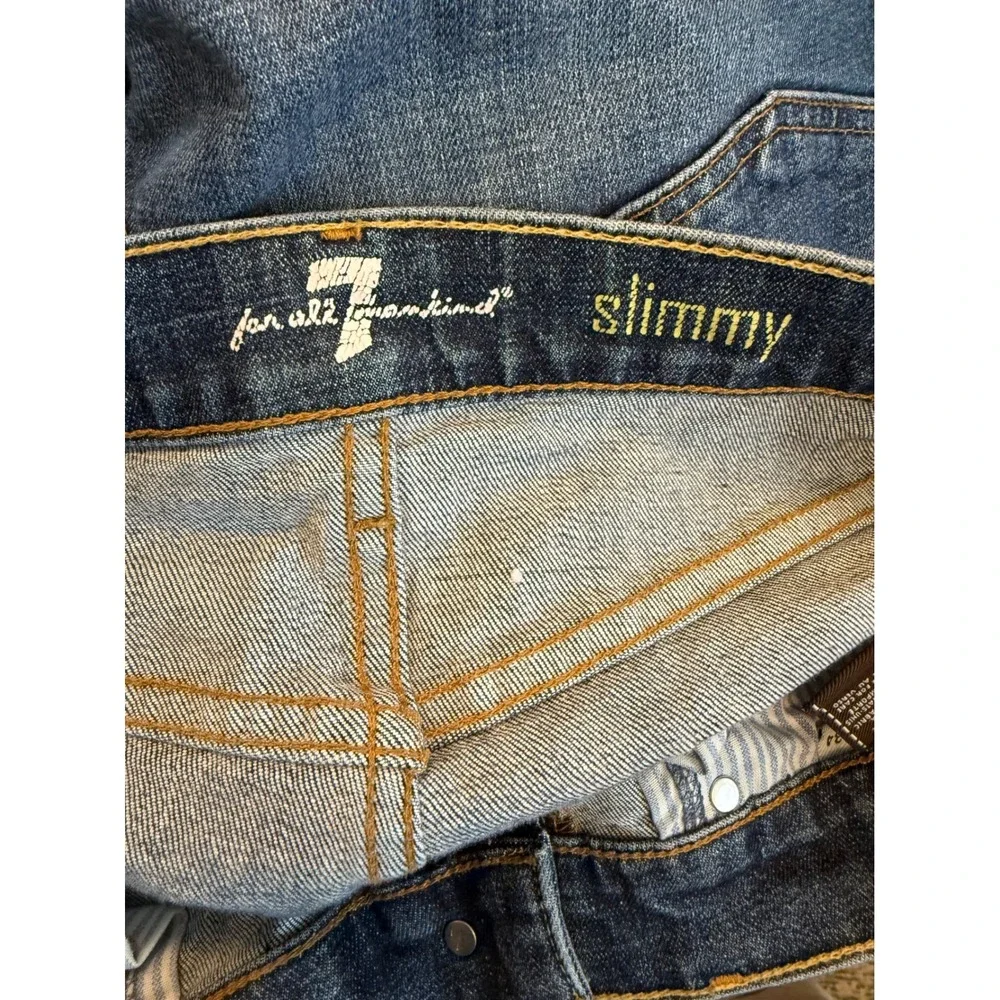 7 For All Mankind Slimmy Slim Fit Jeans Mens 34 Medium Wash‎ Blue Denim